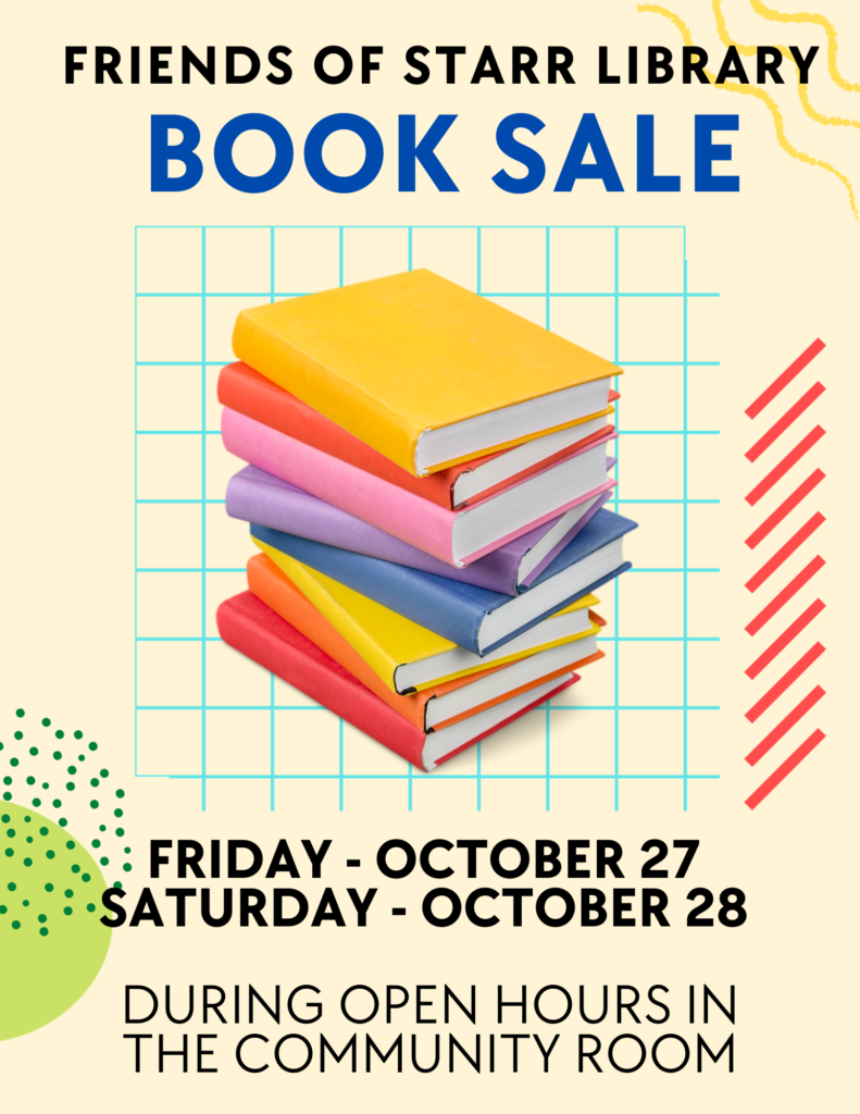 all ages event - book sale - October 27 and 28 - click to visit the calendar