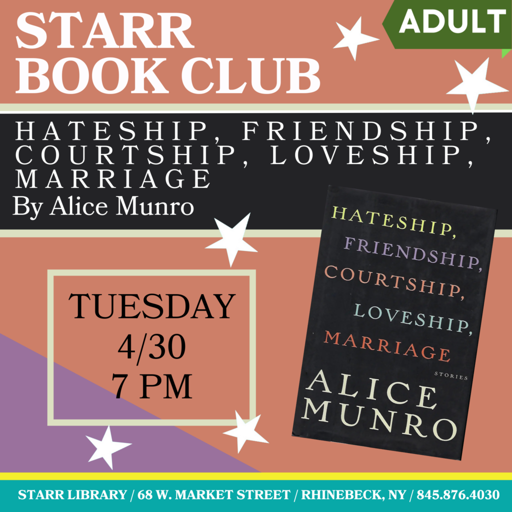 adult program - starr book club - tuesday april 30 at 7pm