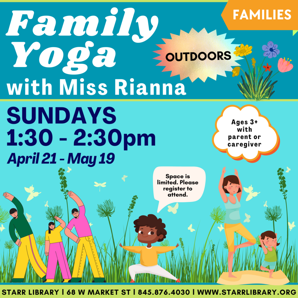 family yoga outdoors with miss rianna - Sundays at 1:30 from April 21 to may 19