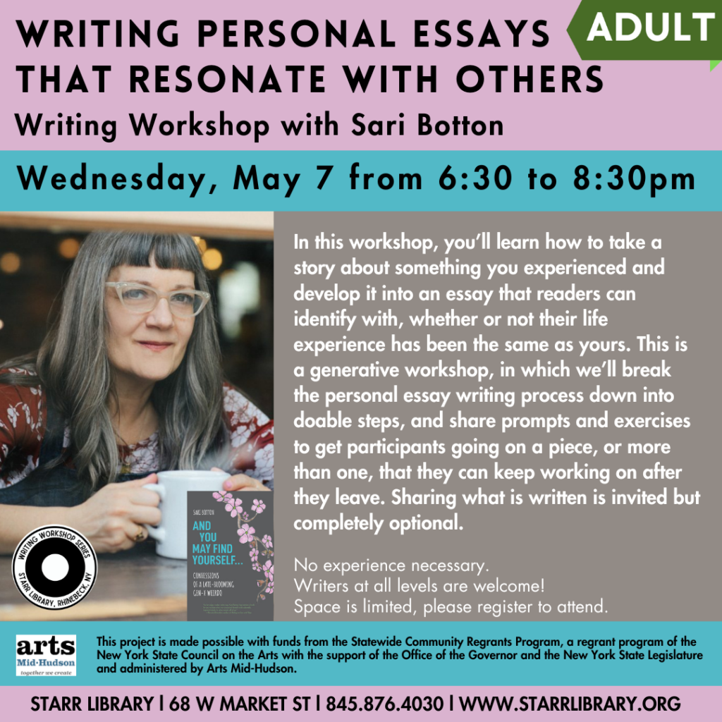writing essays with Sari Botton - may 7 at 6:30pm