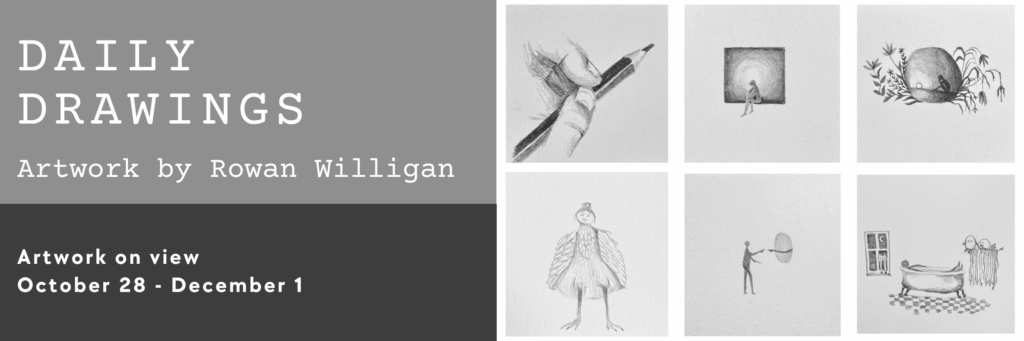 library art show on view from October 28 through December 1 - Daily drawings - artwork by Rowan Willigan